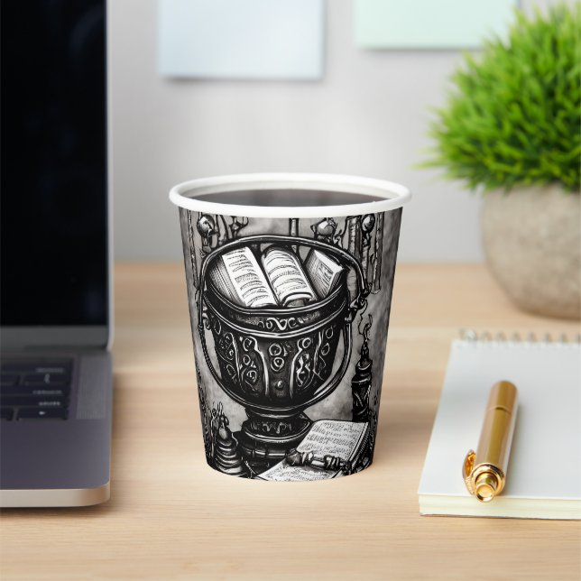 Gobelets En Papier Argent Steampunk Cauldron Spellbooks et Potions (Insitu)