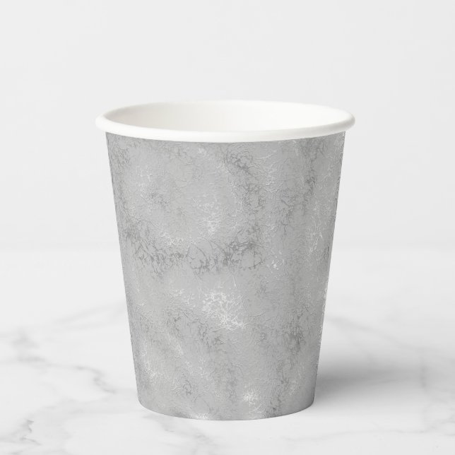 Gobelets En Papier Argent texture métallique rustique brillant élégan (Recto)