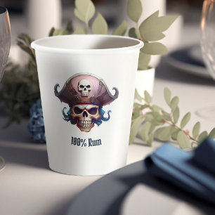 Gobelets En Papier Arr ! Pirate Boys "100% rhum" plaisanterie Anniver
