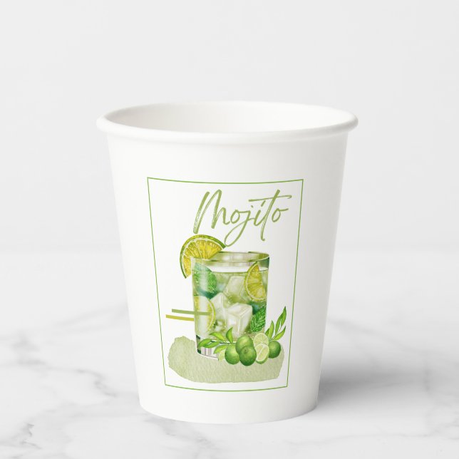 Gobelets En Papier Art aquarelle Mojito Cocktail (Recto)