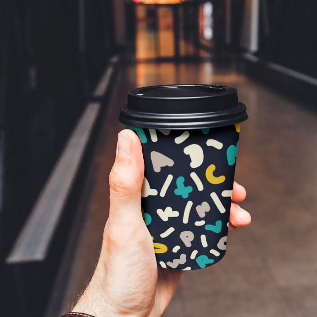 Gobelets En Papier Art de lettres aléatoires d'alphabet (alphabet pattern kids learning, kids,adult party stationery, birthday party use and throw paper cups)