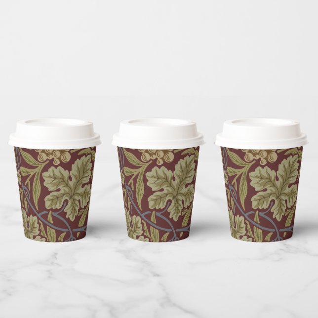 Gobelets En Papier Art de vigne rouge vert William Morris (Multi)