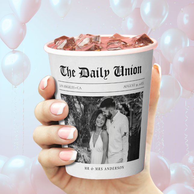 Gobelets En Papier Article de journal Mariage (Newspaper Article Wedding Paper Cups
)
