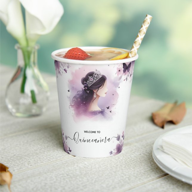 Gobelets En Papier As Royal Gold Tiara Lilac Light Purple Quinceanera (Insitu)