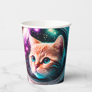 Gobelets En Papier Astronaut de chat spatial drôle Kitty Galaxy Unive