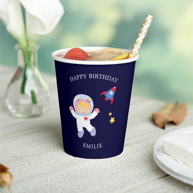 Gobelets En Papier Astronaut Girl Anniversaire de enfant Paper Cup (Insitu)