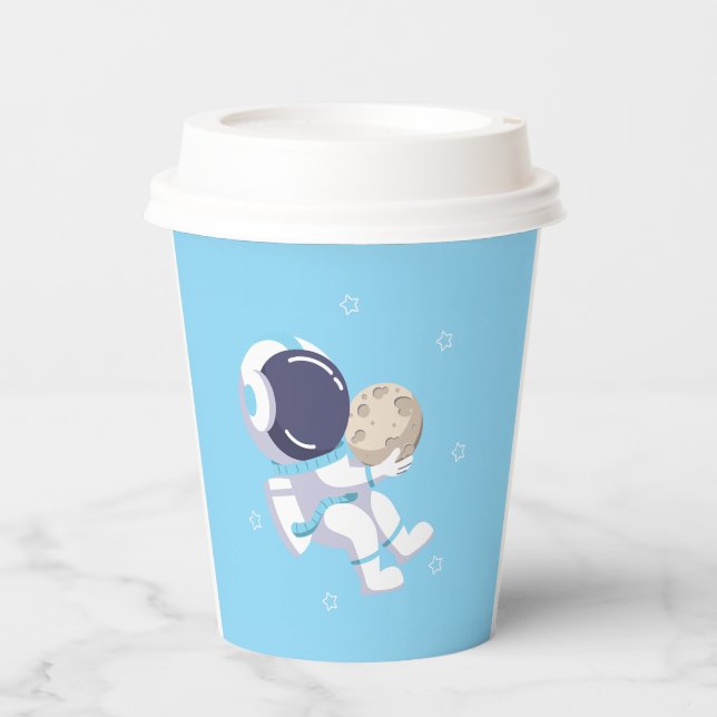 Gobelets En Papier Astronaute Bleu Clair - Tasse (Recto)