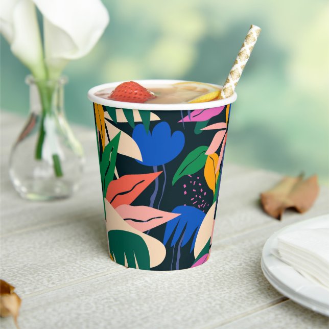 Gobelets En Papier Attention Getter tropical abstrait (Insitu)