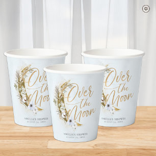 Gobelets En Papier Au-dessus de la lune Boho Gold Dust & Clouds tasse