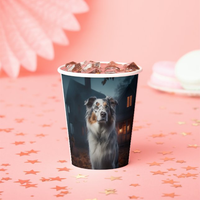 Gobelets En Papier Australian Shepherd Halloween Épouvantable (Insitu)