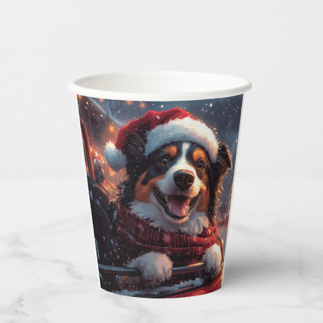 Gobelets En Papier Australie Kelpie Dog Roller Dessous de verre Noël (Recto)