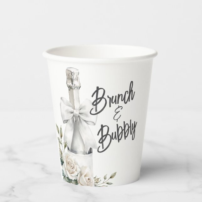 Gobelets En Papier Autocollants Élégant Fleurs Blanches pour Brunch e (Recto)