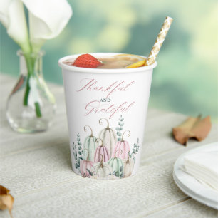 Gobelets En Papier Automne Floral Citrouille Thanksgiving