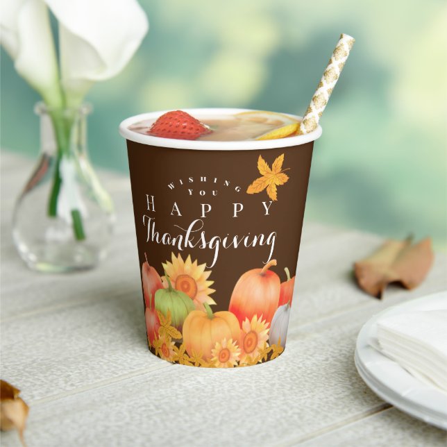 Gobelets En Papier Automne Thanksgiving Brown (Insitu)