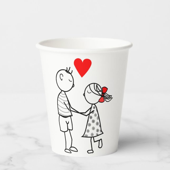 Gobelets en papier avec couple romantique (Recto)