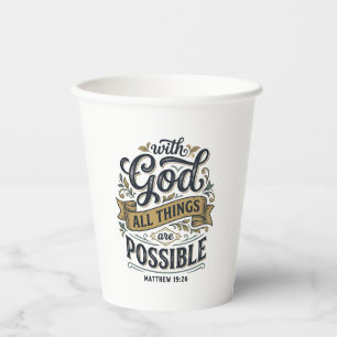 Gobelets En Papier Avec Dieu Toutes Choses Sont Possibles Vintage Chr