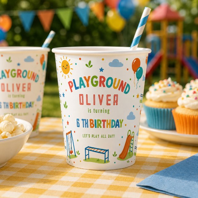 Gobelets En Papier Aventure de terrain de jeu Fête d'anniversaire 6 a (Playground Adventure 6th Birthday Park Party Paper Cups
)