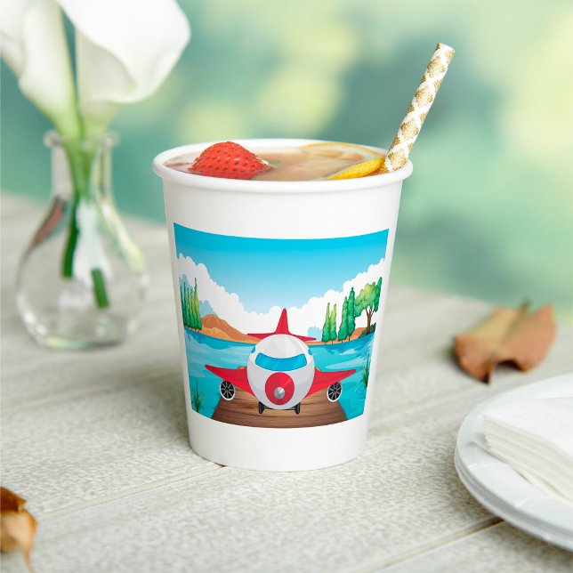 Gobelets En Papier Avion de dessin sur Lake Dock Amusement Travel Adv (Créateur téléchargé)