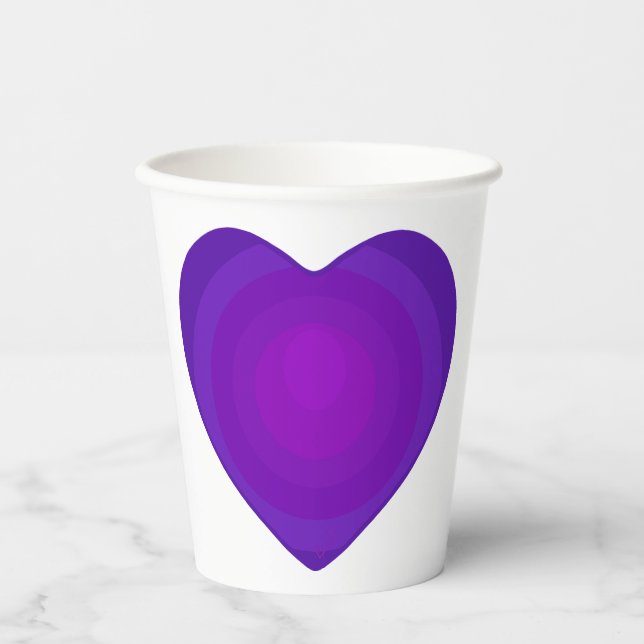 Gobelets En Papier B&W Purple Hearts Beating (Recto)