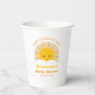 Gobelets En Papier Baby boy Shower Nuage Soleil Voici venir le Fils M