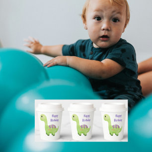 Gobelets En Papier Baby Dinosaur fête d'anniversaire personnalisée