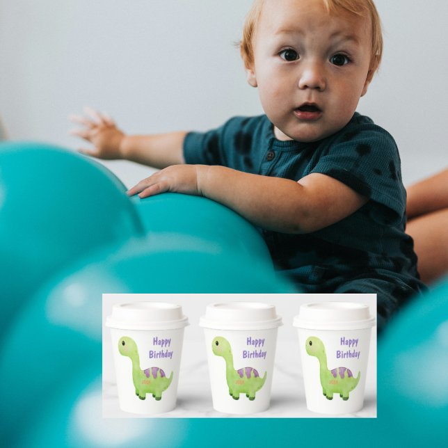 Gobelets En Papier Baby Dinosaur fête d'anniversaire personnalisée (Créateur téléchargé)