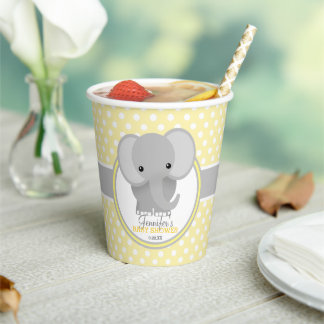 Gobelets En Papier Baby Elephant Baby shower personnalisé