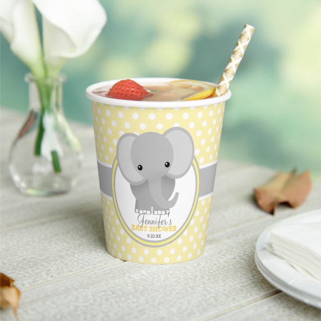 Gobelets En Papier Baby Elephant Baby shower personnalisé (Insitu)