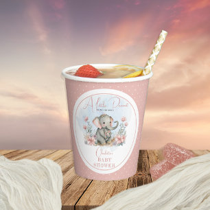 Gobelets En Papier Baby Elephant Un Petit Arachide Fille Douche Flora