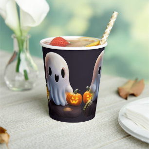 Gobelets En Papier Baby Ghost Déplaisant mignon caractère Halloween