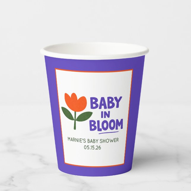 Gobelets En Papier Baby in Bloom Tulip Trendy Modern Baby Shower (Recto)
