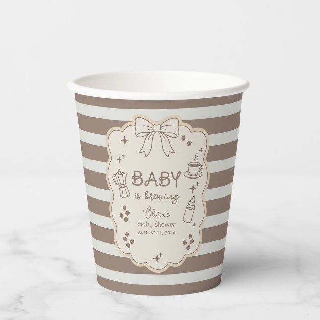 Gobelets En Papier Baby is Brewing Espresso Coffee Cafe Baby Shower (Recto)