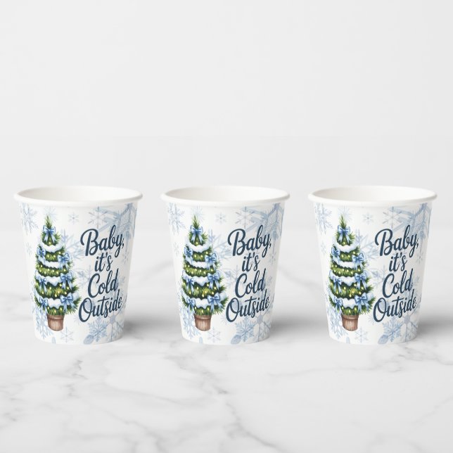 Gobelets En Papier Baby, It’s Cold Outside Winter Boy Baby Shower (Multi)