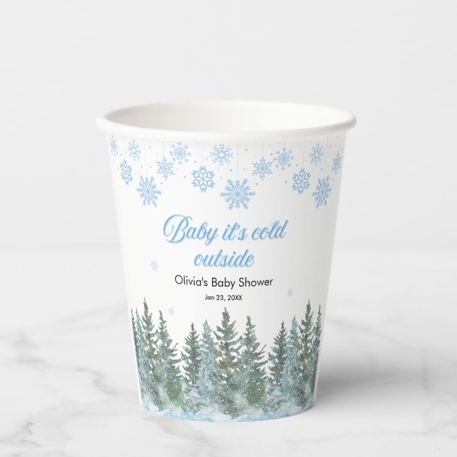 Gobelets En Papier Baby It's Cold Outside Winter Baby Shower (Recto)
