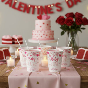 Gobelets En Papier "Baby Love" Baby shower de la Saint Valentin