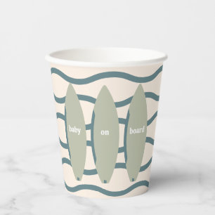 Gobelets En Papier "Baby on board" Beach Surfing Ocean Baby shower