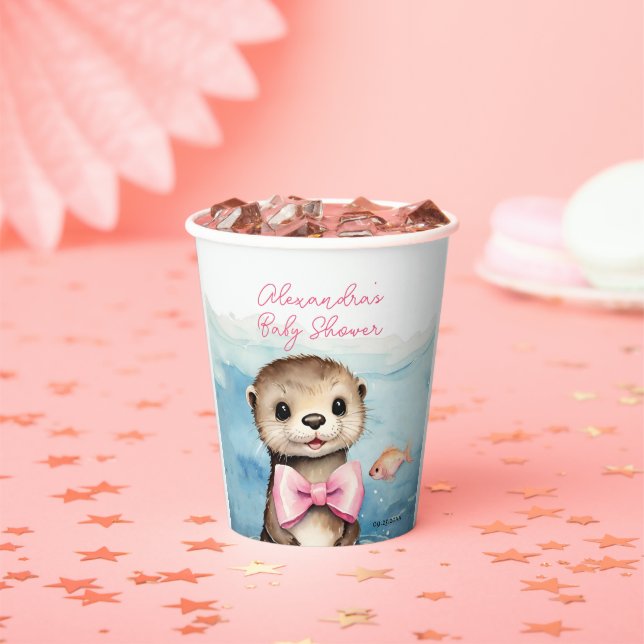 Gobelets En Papier Baby Otter Girl Baby shower (Insitu)
