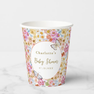 Gobelets En Papier Baby shower à papillon floral fleur fleur fleur ét