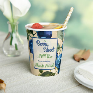 Gobelets En Papier Baby shower à thème Berry Sweet Blueberry