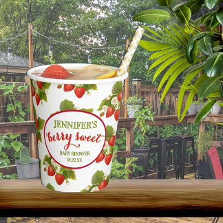 Gobelets En Papier Baby shower à thème Berry Sweet Strawberry