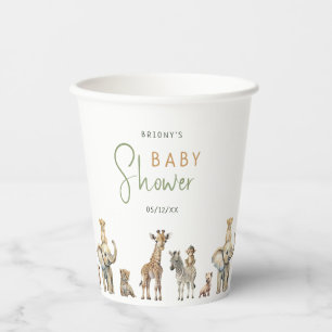 Gobelets En Papier Baby shower animalier de la Jungle sauvage