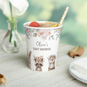 Gobelets En Papier Baby Shower Animaux de la Forêt Bohème