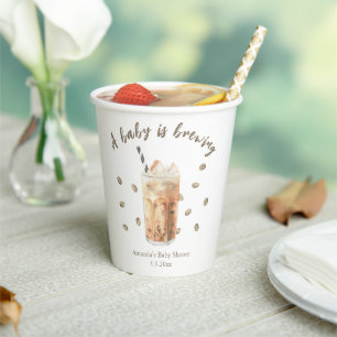 Gobelets En Papier Baby shower aquarelle café glacé