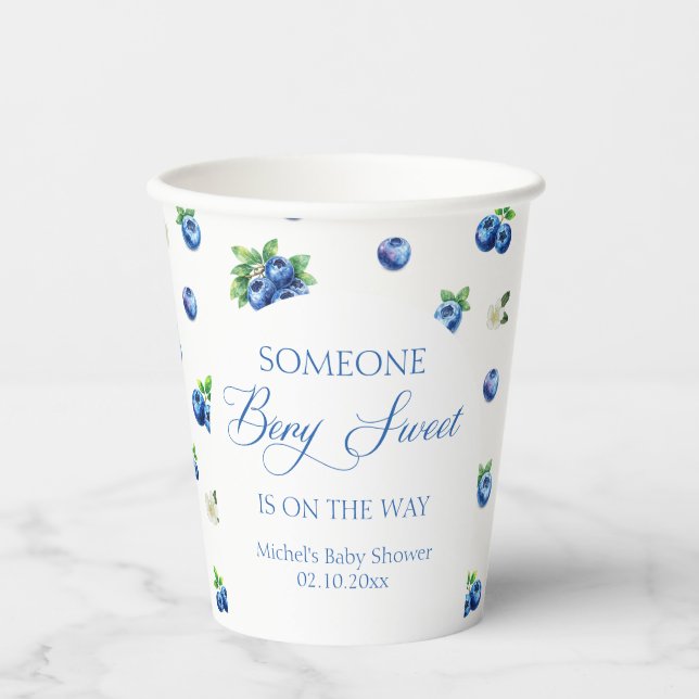 Gobelets En Papier Baby Shower au Bleuet (Recto)