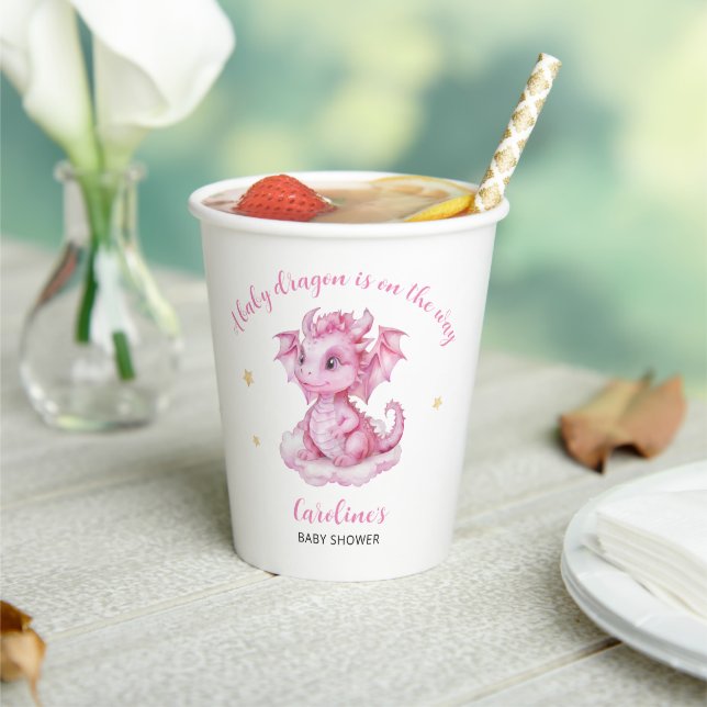 Gobelets En Papier Baby Shower au thème de dragon mignon (Insitu)