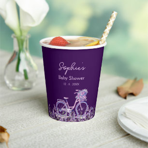 Gobelets En Papier Baby Shower au thème de la bicyclette fleurie lava