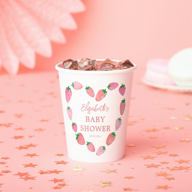 Gobelets En Papier Baby shower aux fraises mûres (Insitu)