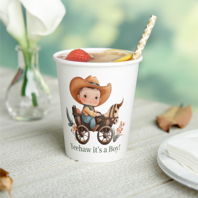 Gobelets En Papier Baby shower Baby Cowboy (Insitu)