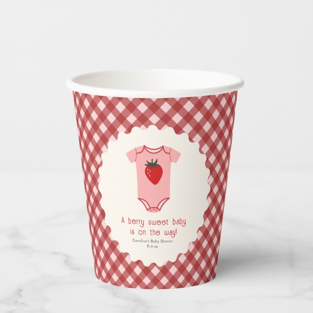 Gobelets En Papier Baby shower Berry Sweet Strawberry (Recto)