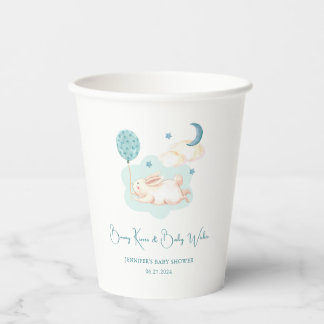 Gobelets En Papier Baby shower bleu Bunny Dreams